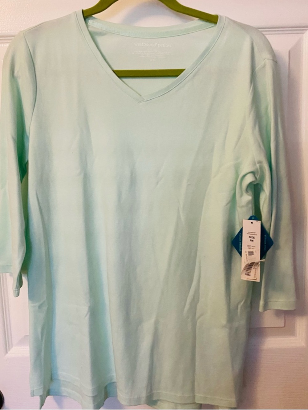 Westbound Women's V-Neck 3/4 Sleeve Top - Mint